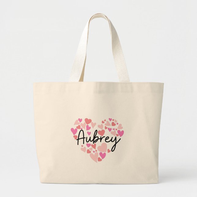 Bolsa Tote Grande Eu amo Aubrey (Frente)