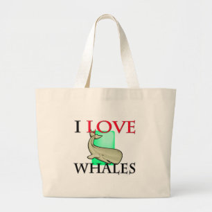 Bolsa Tote Grande Eu amo baleias