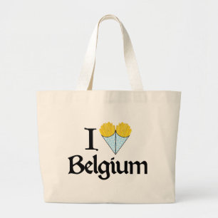 Bolsa Tote Grande Eu amo Bélgica