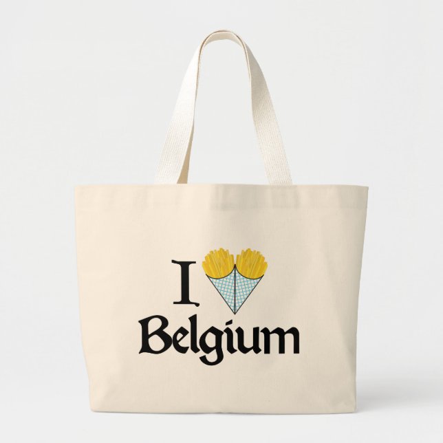 Bolsa Tote Grande Eu amo Bélgica (Frente)