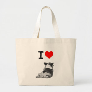 Bolsa Tote Grande Eu amo bumbuns do Corgi