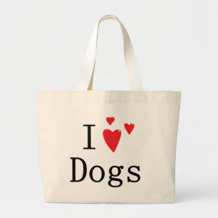 Bolsa Tote Grande Eu amo cães