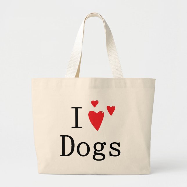 Bolsa Tote Grande Eu amo cães (Frente)
