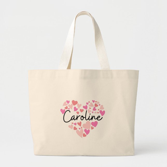 Bolsa Tote Grande Eu amo Caroline (Frente)