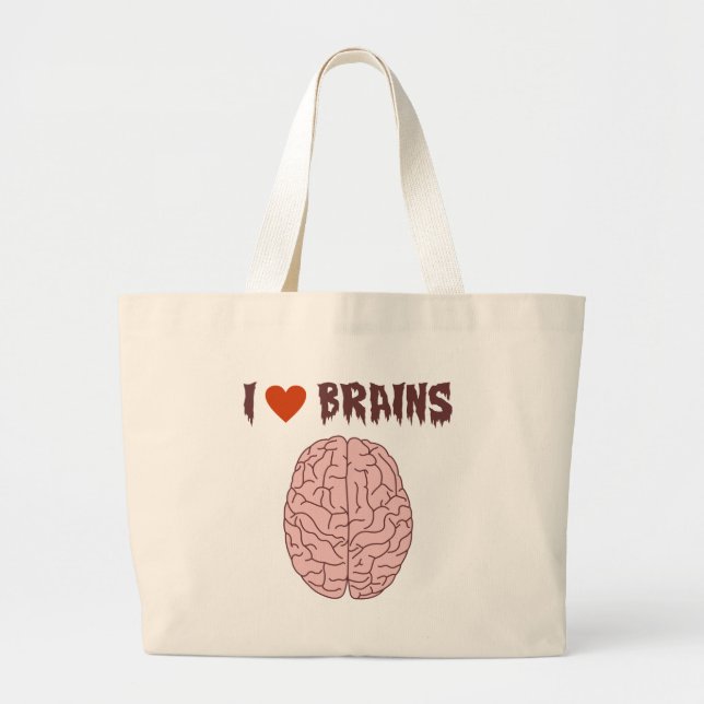 Bolsa Tote Grande Eu amo cérebros (Frente)