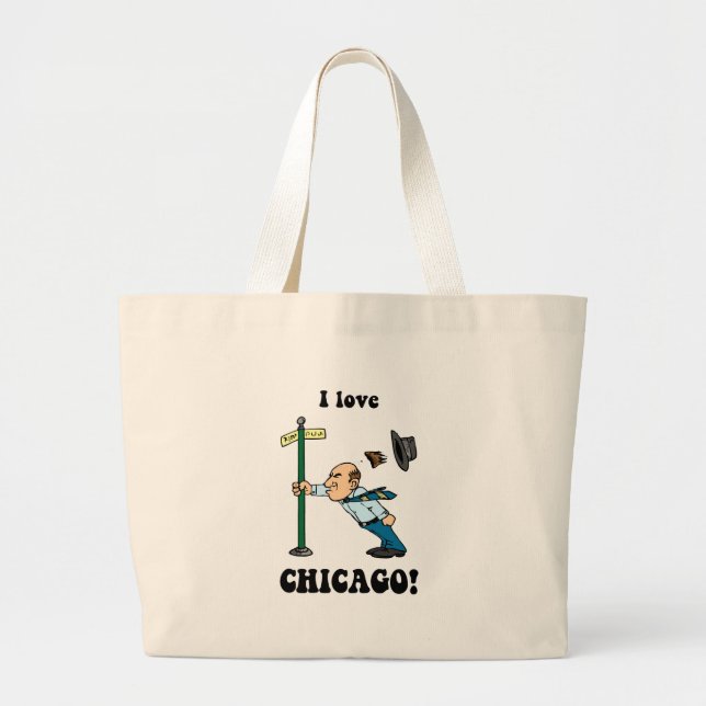 Bolsa Tote Grande Eu amo Chicago (Frente)