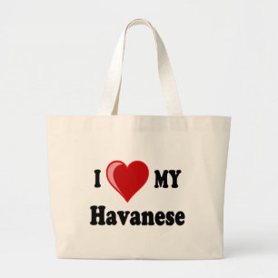 Bolsa Tote Grande Eu amo (coração) meu cão de Havanese