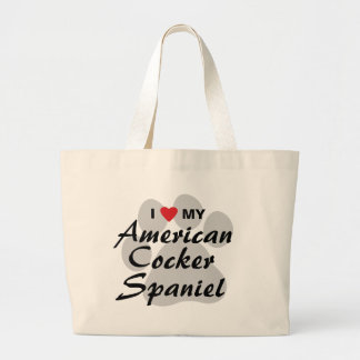 Bolsa Tote Grande Eu amo (coração) meu cocker spaniel americano