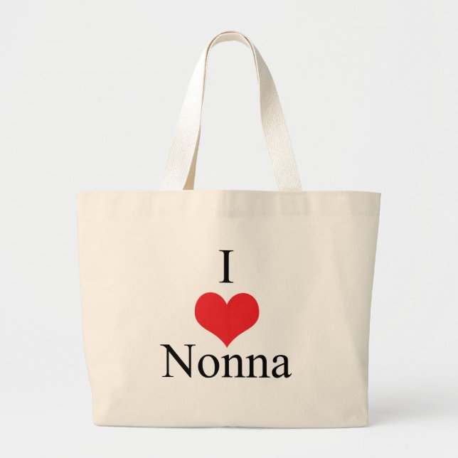 Bolsa Tote Grande Eu amo (coração) Nonna (Frente)