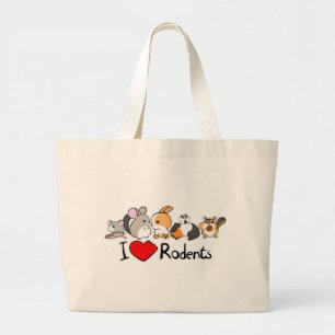 Bolsa Tote Grande Eu amo desenhos animados bonitos dos roedores