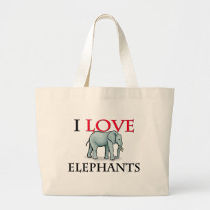 Bolsa Tote Grande Eu amo elefantes