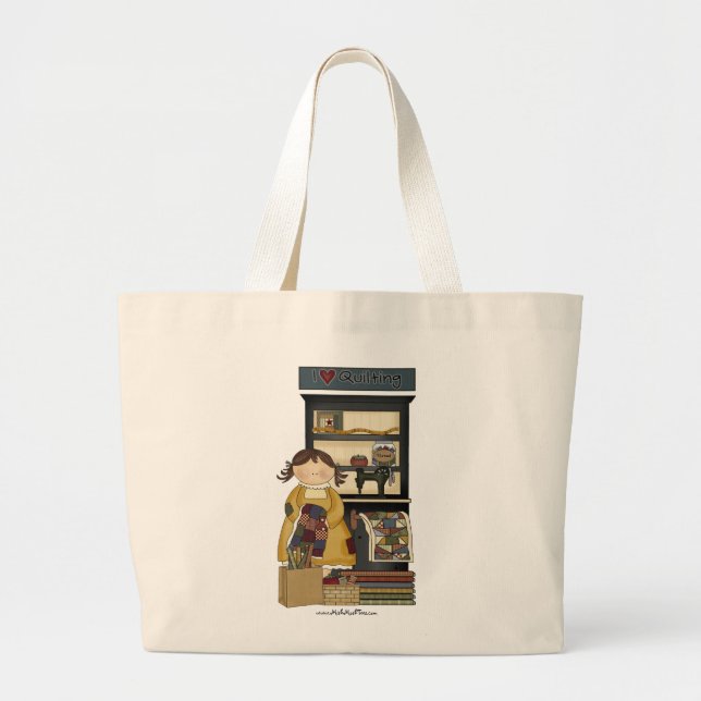 Bolsa Tote Grande Eu amo estofar (Frente)