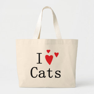 Bolsa Tote Grande Eu amo gatos