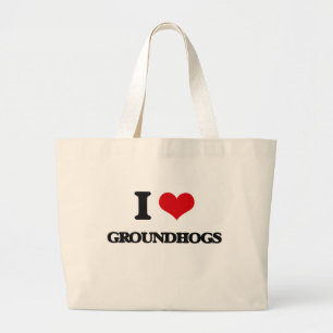 Bolsa Tote Grande Eu amo Groundhogs