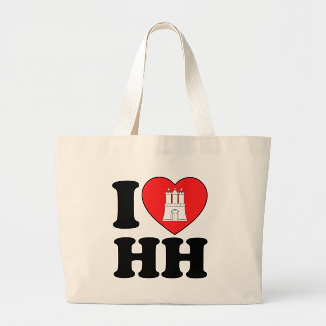 Bolsa Tote Grande Eu amo Hamburgo (HH) (Frente)