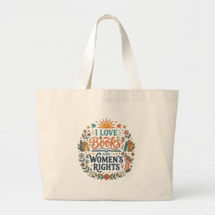 Bolsa Tote Grande EU AMO Livros e os Direitos das Mulheres