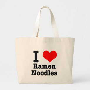 Bolsa Tote Grande EU AMO macarrão ramen