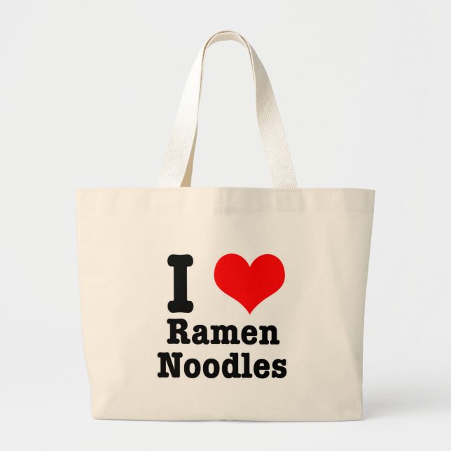 Bolsa Tote Grande EU AMO macarrão ramen (Frente)