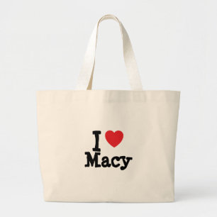 Bolsa Tote Grande Eu amo Macy Heart T-Shirt