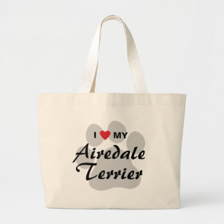 Bolsa Tote Grande Eu amo meu Airedale Terrier