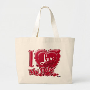 Bolsa Tote Grande Eu Amo Meu Bebê Vermelho - Coração