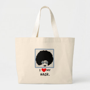 Bolsa Tote Grande Eu amo meu cabelo - Afro