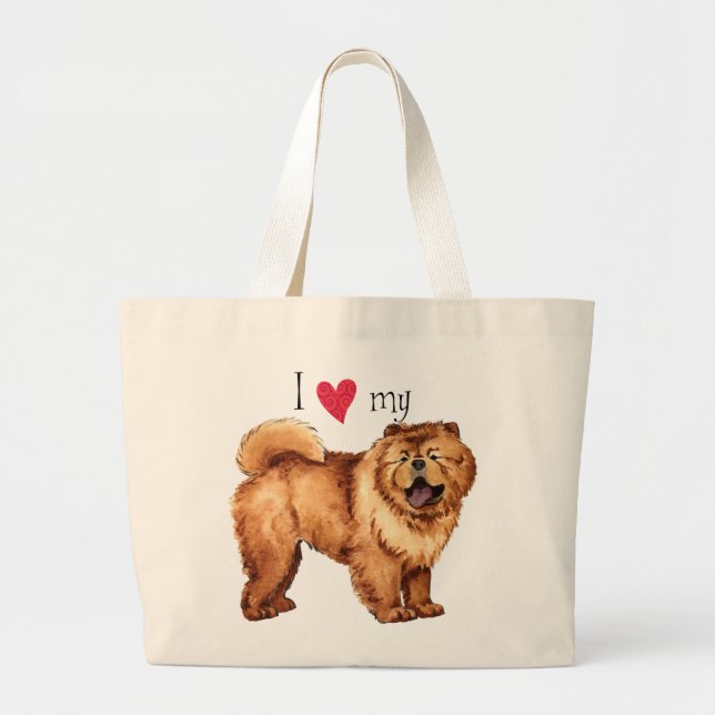 Bolsa Tote Grande Eu Amo Meu Chow (Frente)