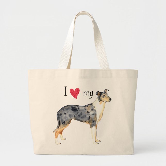 Bolsa Tote Grande Eu amo meu Collie liso (Frente)