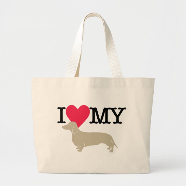 Bolsa Tote Grande Eu amo meu Dachshund! (Frente)