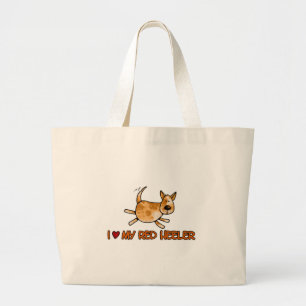 Bolsa Tote Grande eu amo meu heeler vermelho
