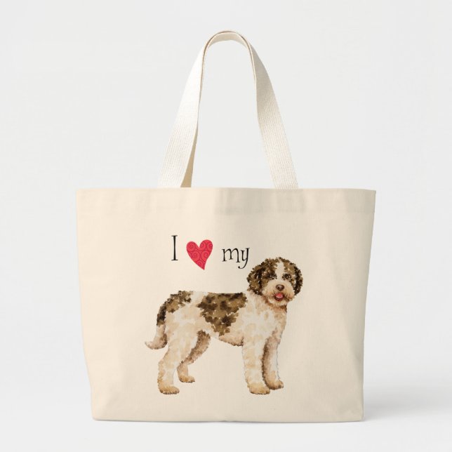 Bolsa Tote Grande Eu amo meu Lagotto (Frente)