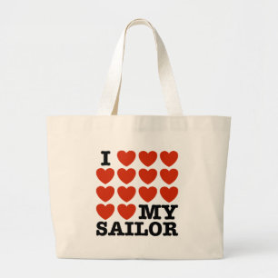 Bolsa Tote Grande Eu amo meu marinheiro