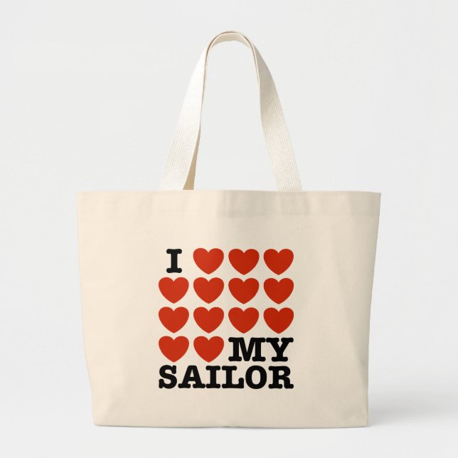 Bolsa Tote Grande Eu Amo Meu Marinheiro (Frente)
