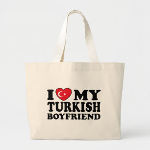 Bolsa Tote Grande Eu amo meu namorado turco