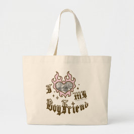 Bolsa Tote Grande Eu Amo Meu Namorado - Vermelho - DingusDesign