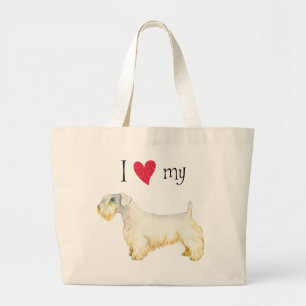 Bolsa Tote Grande Eu amo meu Salyham Terrier Large Tote Bag