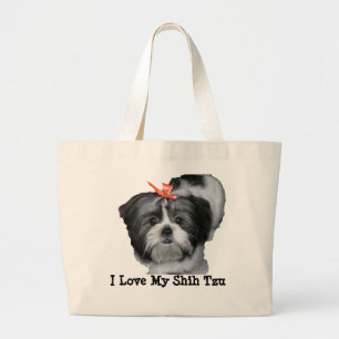 Bolsa Tote Grande Eu amo meu Shih Tzu