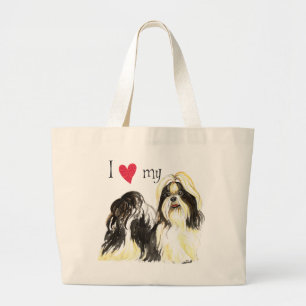 Bolsa Tote Grande Eu amo meu Shih Tzu