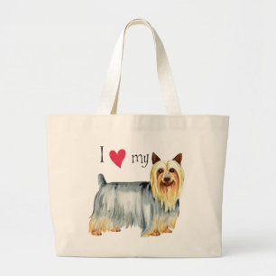 Bolsa Tote Grande Eu amo meu Terrier de seda