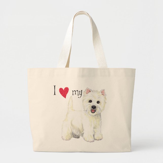 Bolsa Tote Grande Eu amo meu Westie (Frente)