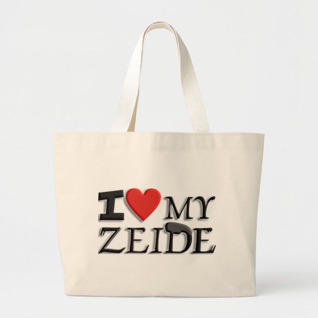 Bolsa Tote Grande Eu amo meu Zeide (Frente)