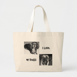 BOLSA TOTE GRANDE EU AMO, MEUS CÃES!