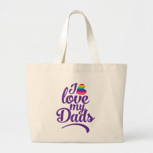 Bolsa Tote Grande Eu amo meus Pais - Orgulho de Dia de os pais LGBTQ