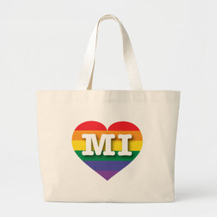 Bolsa Tote Grande Eu amo Michigan Orgulho gay
