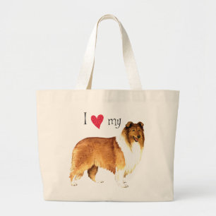 Bolsa Tote Grande Eu amo minha Collie