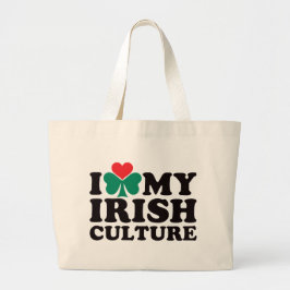Bolsa Tote Grande Eu amo minha cultura irlandesa