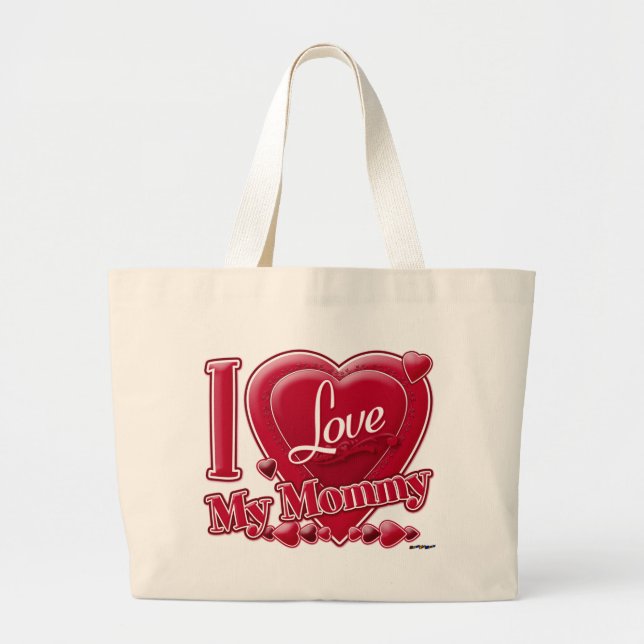 Bolsa Tote Grande Eu amo minha Mamãe - coração (Frente)