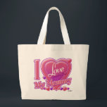 Bolsa Tote Grande Eu Amo Minha Mamãe rosa/púrpura - coração<br><div class="desc">Eu Amo Minha Mamãe rosa/púrpura - coração</div>