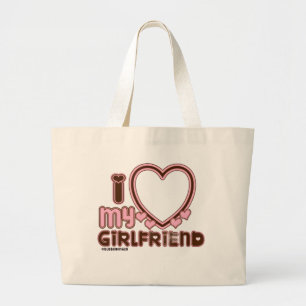 Bolsa Tote Grande Eu Amo Minha Namorada Foto Personalizada Coração M