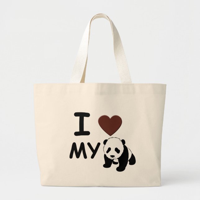 Bolsa Tote Grande Eu amo minha PANDA (Frente)